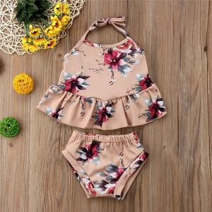 Summer floral baby girls clothing set